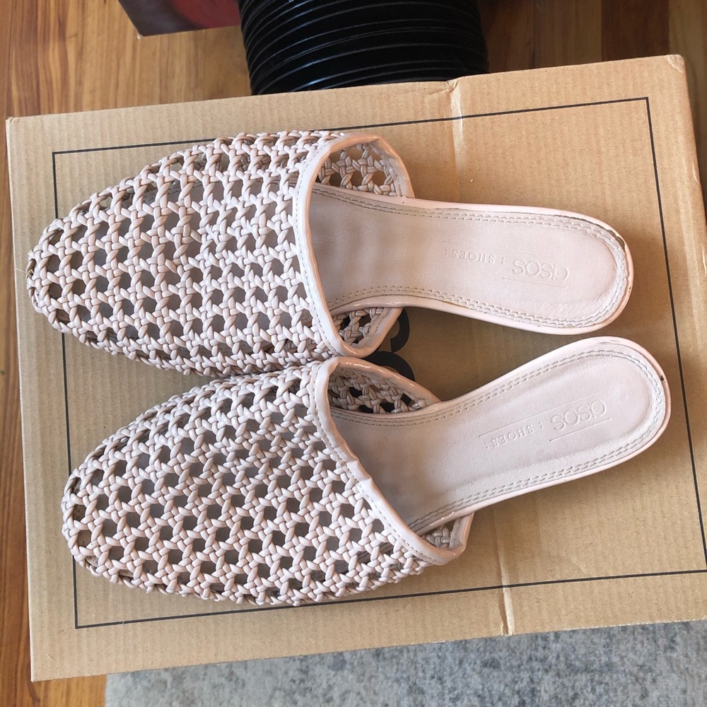 ASOS Summer Caned Wicker Woven Slide Mules